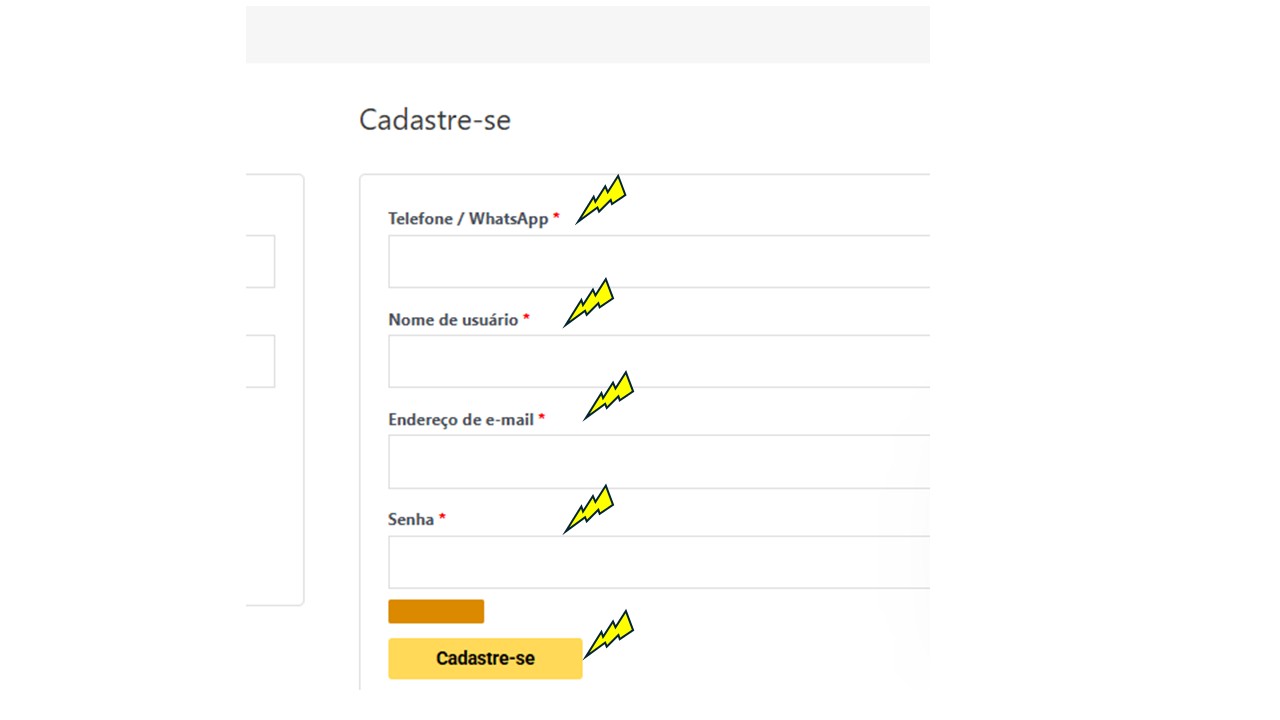 Cadastro em 30 segundos